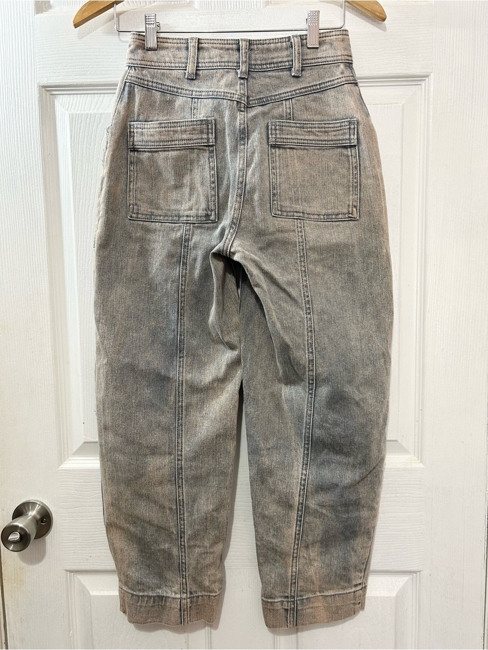 Anthropologie Pilcro High Rise Carpenter Barrel Jeans Gray Acid Wash Size 25 - Picture 2 of 7